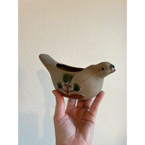 Unknown Other - Vintage 1970s Ceramic Bird Planter Folk Art Dove